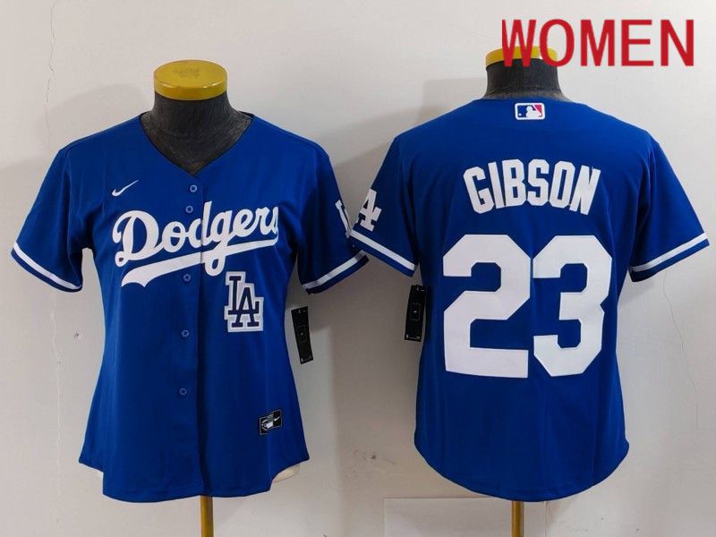Women Los Angeles Dodgers #23 Gibson Blue Nike Game 2024 MLB Jersey style 5->youth mlb jersey->Youth Jersey